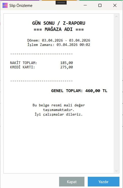 Gün Sonu Slip